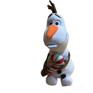 Disney Olaf's Frozen Adventure Olaf White Snowman Candy Cane Plush Toy 9".